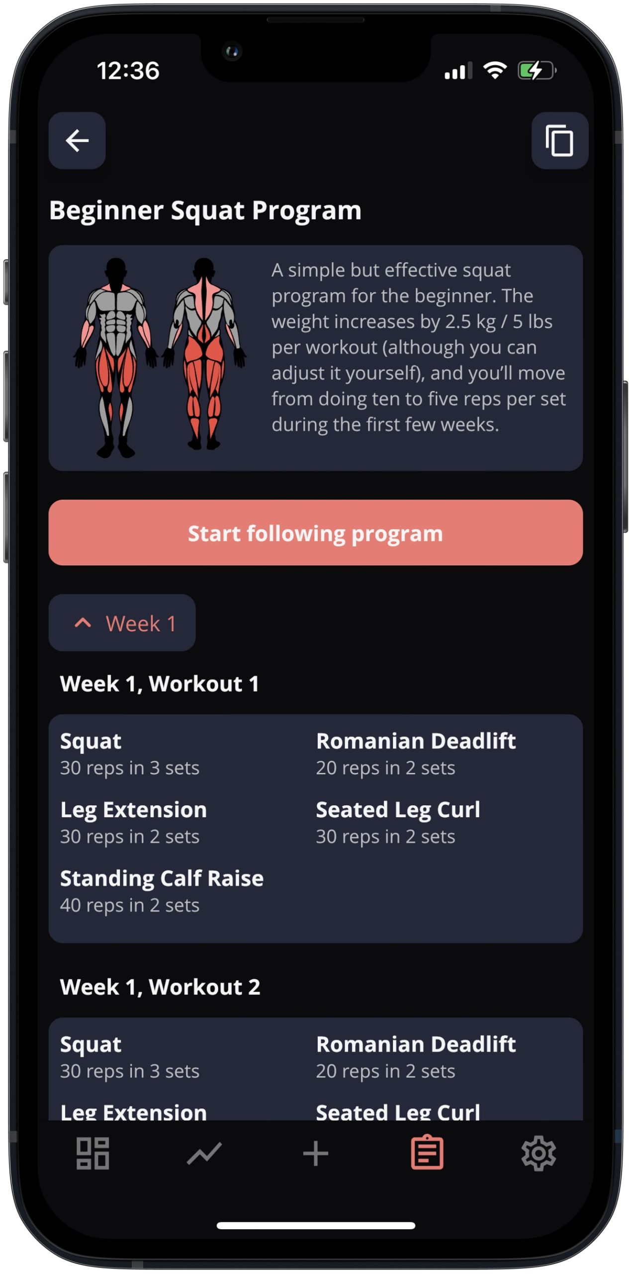 Beginner Squat Program 2 Days Week Strengthlog